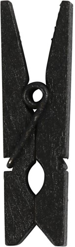 Mini-Wäscheklammern 35x7 mm Schwarz 20 Stück