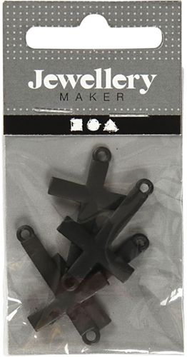 CC Metal Charms Cross 20x30 mm Black, pack of 4-2