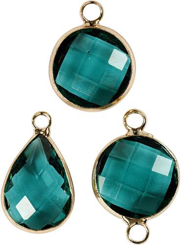 CC Jewellery Pendant, green, H: 15-20 mm, hole size 2 mm, 1 pack