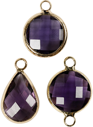 CC Sieradenhanger Cabochon Facetglas 15-20 mm Paars 6 stuks