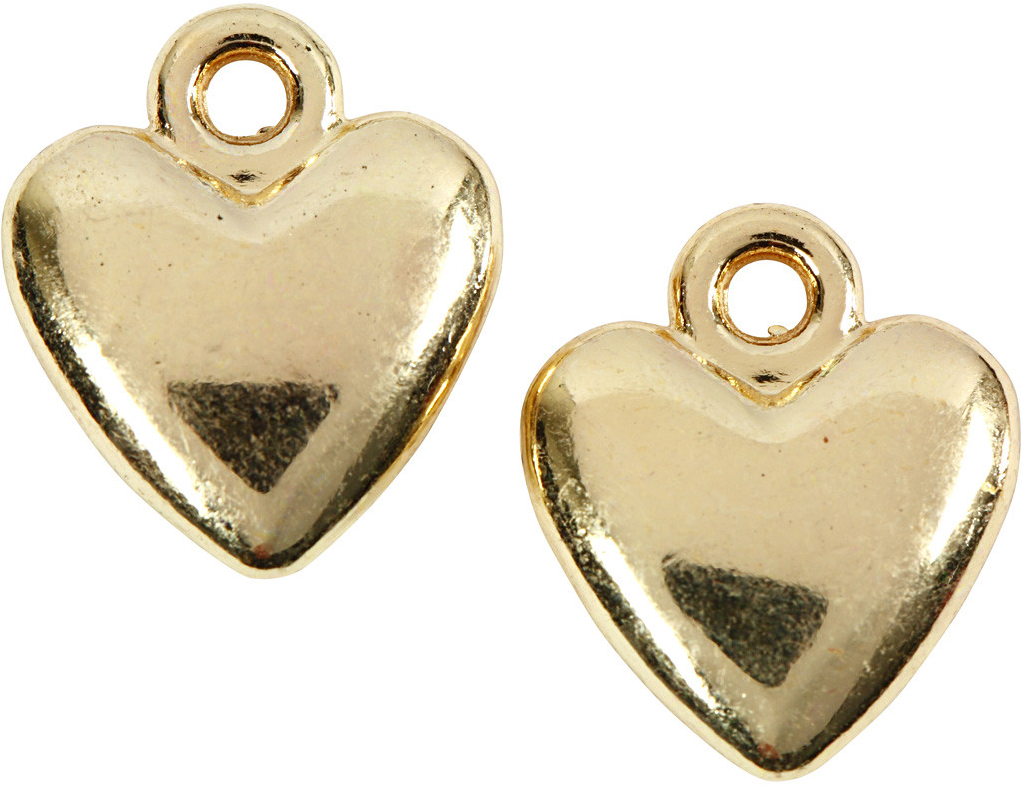 CC Heart pendant, gold-plated, size 13x15 mm, 10 pc/ pack iHobby