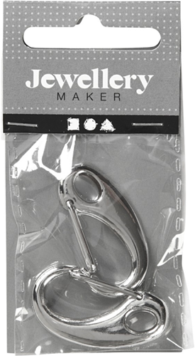 CC Lobster Claw Clasps, silver-plated, L: 30 mm, W: 15 mm, 2 pc/ 1 pack-2