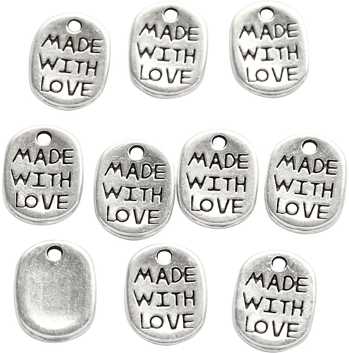 CC Jewellery Pendant, silver-plated, L: 12 mm, W: 8 mm, hole size 1 mm, 10 pc/ 1 pack
