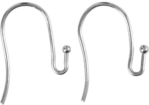 CC Franse oorbelhaken, l: 22 mm, dikte 1 mm, 6 stuks, verzilverd