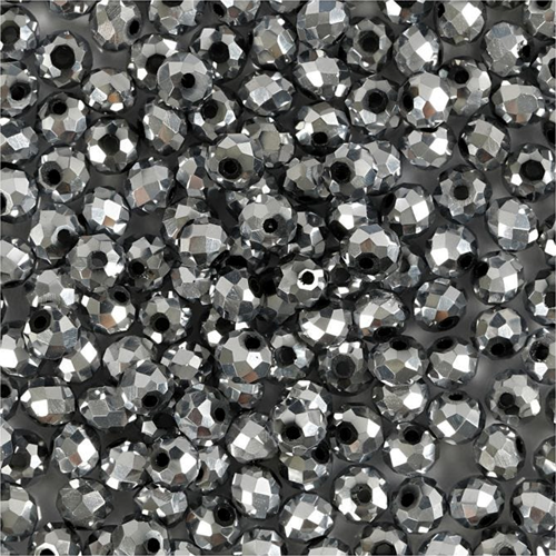 CC Glasfacettenperlen 5x6 mm Grau 100 Stück