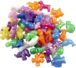 CC Plastic Kralen Dieren 25 mm Multi 55 gr