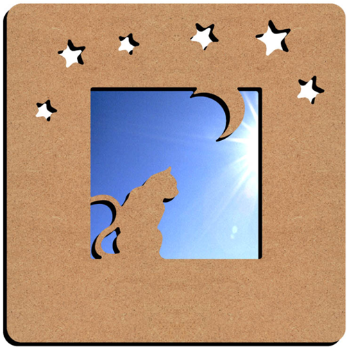 Gomille MDF Kat en Maan Spiegel 38 cm