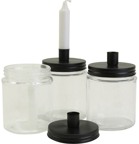 CC Glazen Pot met Kandelaar 15 cm, 6 st.