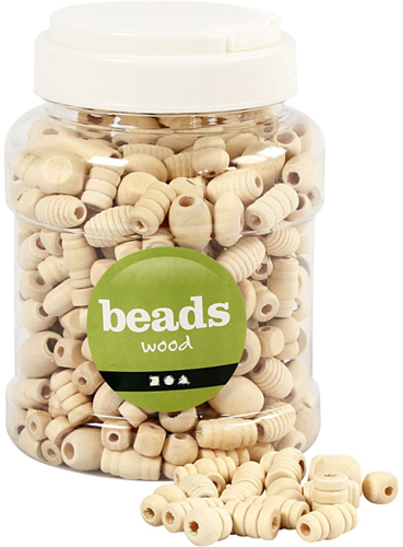 CC Houten Kralen Mix 5-28 mm Naturel 200 stuks