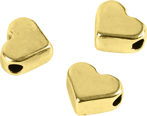 CC Metalen Spacer Kralen Hart 5,5x7 mm Goud 3 stuks