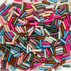 CC Glass Beads Elongated 6 mm Metallic Colors 130 g