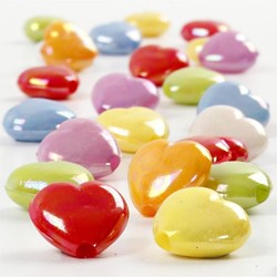 CC Plastic Kralen Harten 25x15 mm Multi 70 gr