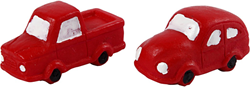 CC Miniature figurines, red, H: 20 mm, L: 40 mm, 2 pc/ 1 pack