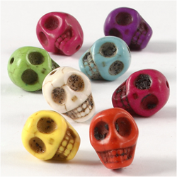 CC Howlite Kralen Doodshoofden 12 mm Multi 32 stuks
