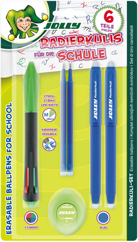 Jolly Uitwisbare 4-kleurige Balpen Set 6-delig
