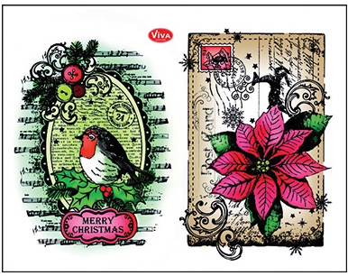 Viva Decor Silicone Stamps Robin and Christmas Star 14x18 cm