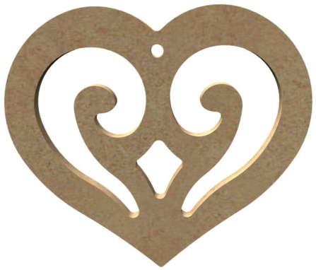 Gomille MDF Figure Heart Pendant 10 cm