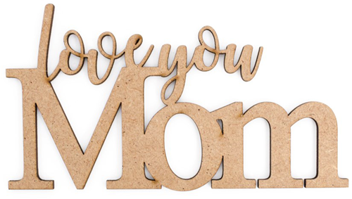 MDF Woorden Love You Mom 15x8 cm 3 stuks
