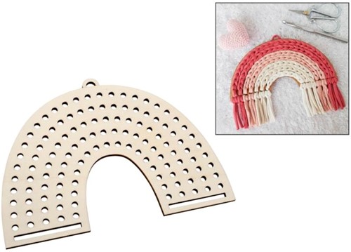 Houten Macramé Regenboog 25x17,6 cm 2 stuks