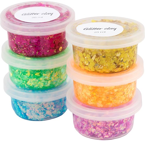 CC Glitter Clay 6x20 ml Basiskleuren-2