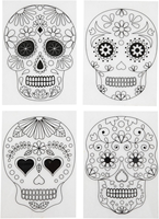 CC Shrink plastic sheets with motifs, matt transparent, Skulls, 10,5x14,5 cm, thickness 0,3 mm, 4 sheet/ 1 pack
