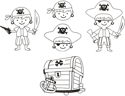 CC Shrink plastic sheets with motifs, matt transparent, pirates, 10,5x14,5 cm, thickness 0,3 mm, 4 sheet/ 1 pack