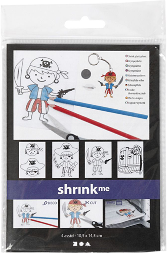 CC Shrink plastic sheets with motifs, matt transparent, pirates, 10,5x14,5 cm, thickness 0,3 mm, 4 sheet/ 1 pack-3