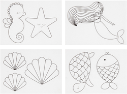 CC Shrink plastic sheets with motifs, matt transparent, mermaid, 10,5x14,5 cm, thickness 0,3 mm, 4 sheet/ 1 pack