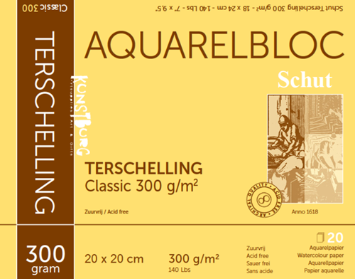Schut Terschelling Aquarelpapier 20x20 cm 300gr 20 vel