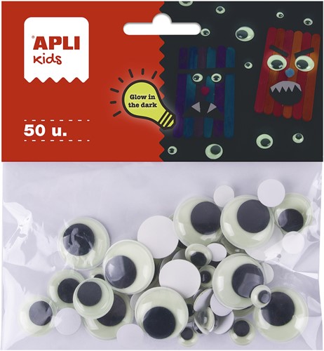 Apli  Beweegbare Ogen Glow In The Dark - 50 stuk