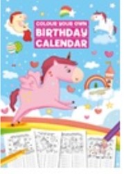 Color your own birthday calendar theme Unicorn