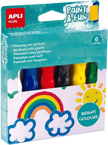 Apli Verftubes met Kwast - 14 ml - 6 Heldere kleuren