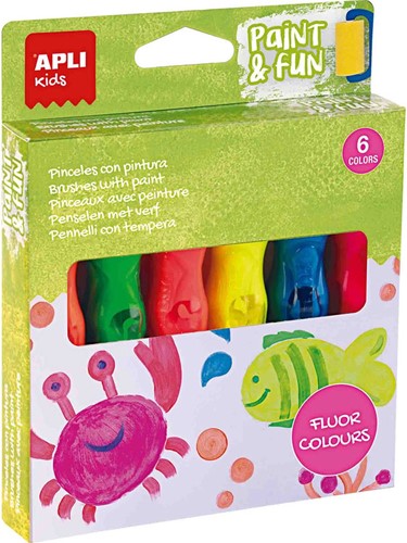 Apli Verftubes met Kwast - 14 ml - 6 Neon kleuren