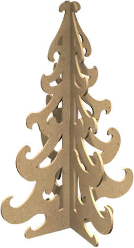 Gomille MDF Figuur 3D Kerstboom 60 cm