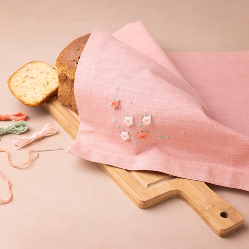 CC Mini Craft Kit Embroidery, dusty rose, Fabric napkin, 1 pack-2