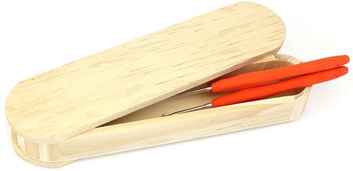 Houten Haaknaaldendoosje Afgerond 21,5x5,5x3,5 cm