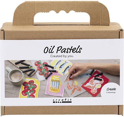 CC Mini Hobbyset Oliepastels Zeevruchten, Grijs, Wit papier