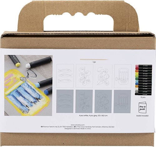 CC Mini Hobbyset Oliepastels Zeevruchten, Grijs, Wit papier-2