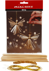 CC Mini Creative Kit Kerstengelen Stro 8 cm 2 stuks