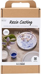 CC Craft Kit Resin Casting, blue, white, Round Tray with Marbling, 1 pack