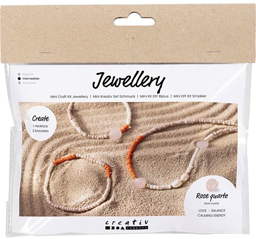 CC Mini Hobbyset Sieraden Rozenkwarts Ketting en Armband