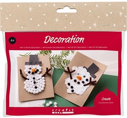 Mini Hobbyset Decoratie, Kerstkaarten met sneeuwpoppen, zwart, bruin, mid oranje, wit, 1 doos