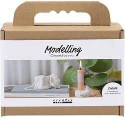 CC Mini Craft Set Candlestick with Shells, Off-White