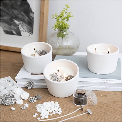 CC Hobbyset Kaarsen Maken Roos, Beige, Wit en Créme-2