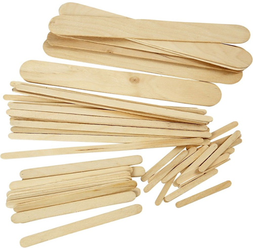 CC Ice lolly sticks, natural, L: 5,5+11,5+19+20 cm, W: 6+10+25 mm, 4250 pc/ 1 pack