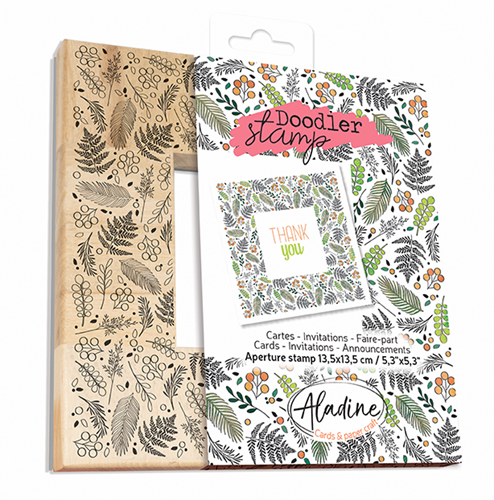 Aladine Houten Doodler Stempel 13,5x13,5 cm Bladeren