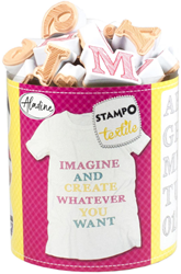Aladine Stampo Stempel Set Textiel Alfabet Schets 45 stuks