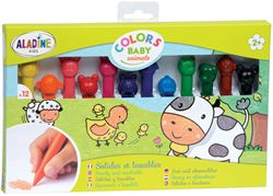 Aladine Kids Uitwasbare Waskrijtjes Set Dieren 12 stuks
