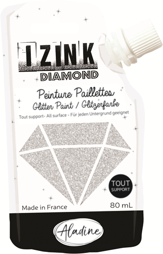Aladine Izink Diamond Glitterverf 80 ml Zilver