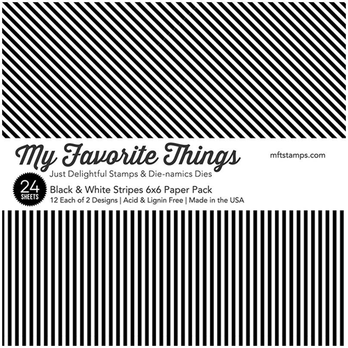 My Favourite Things Papierblock, schwarz-weiß gestreift, 24 Blatt EP-54